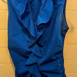 Sleeveless top with ruffles royal blue